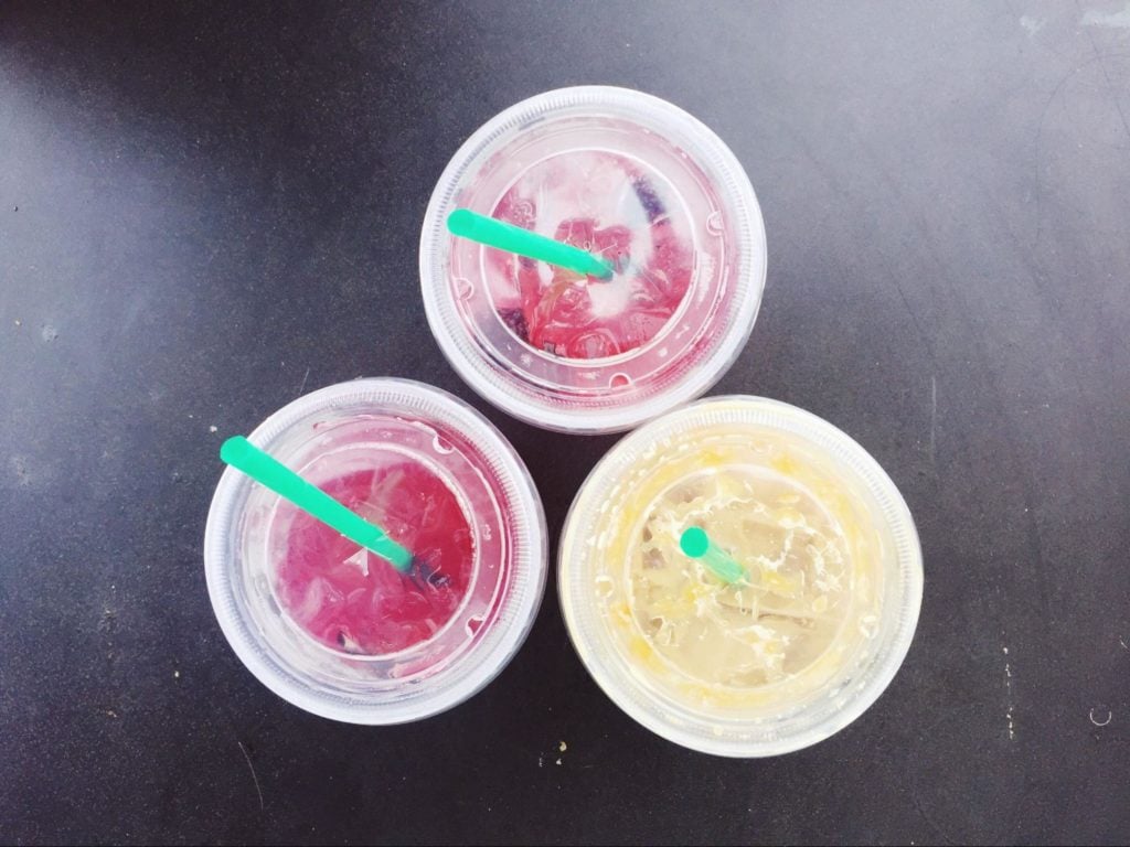 Fruity drinks at Starbucks franchise