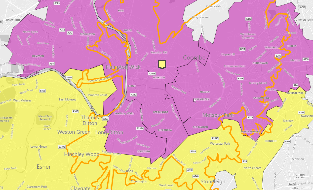 Territory map showing 15 min drivetime Territory map showing 15 min drivetime