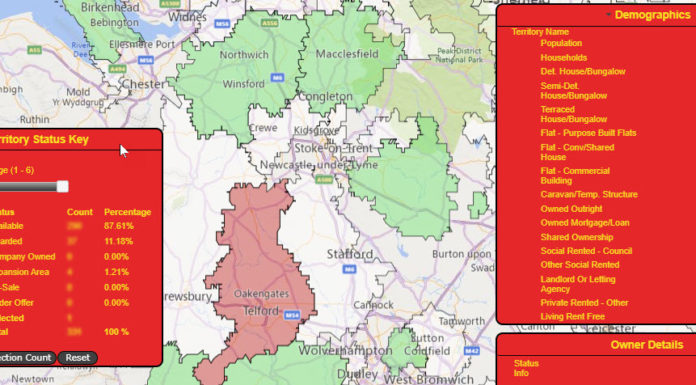 Demographic data in a franchise mapping system