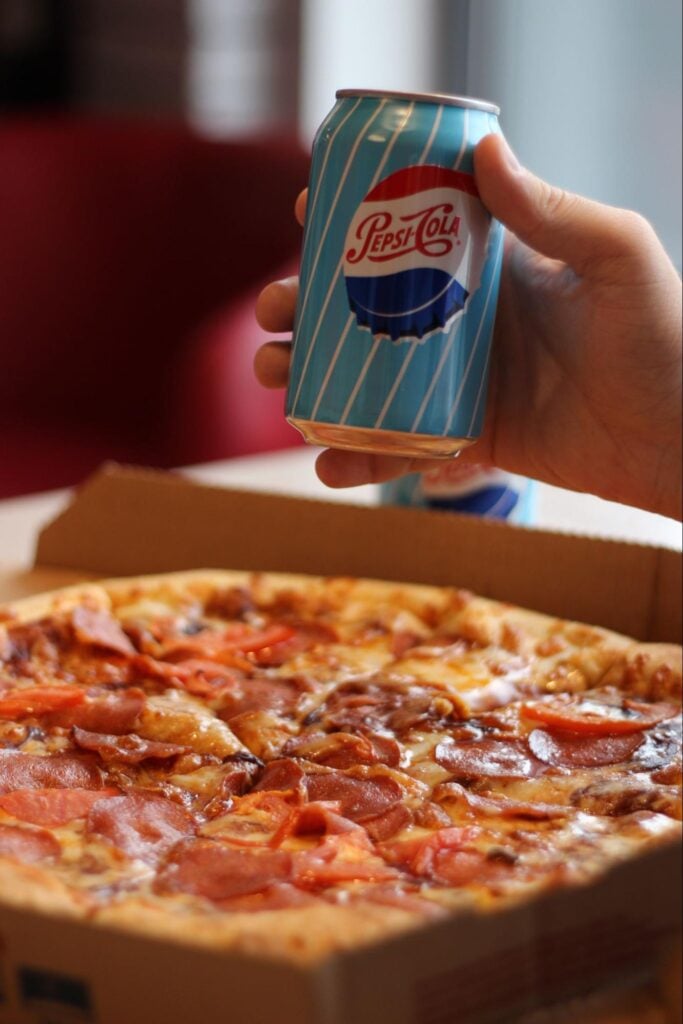 Pepsi Soda and Dominos Pizza