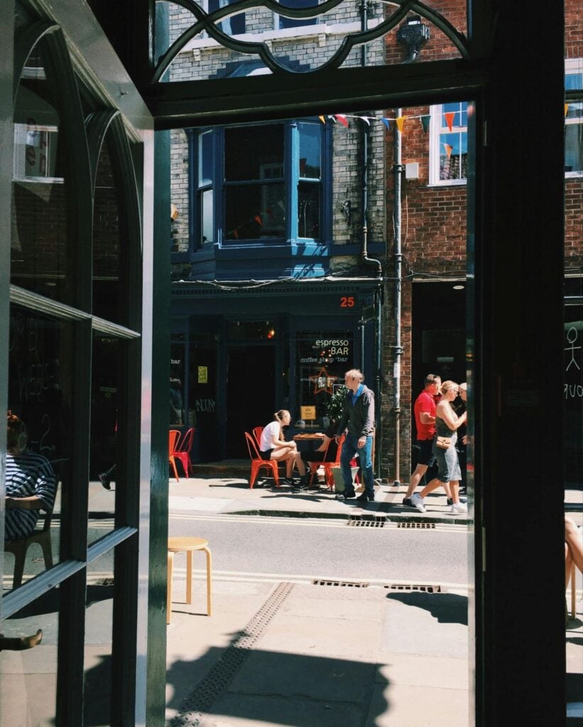 Street view of an espresso bar