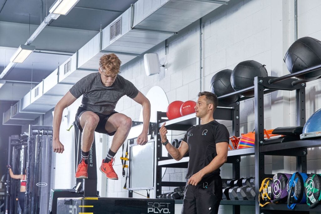 Personal trainer and client Personal trainer and client