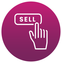 A purple circle with a hand pointing at a button

Description automatically generated