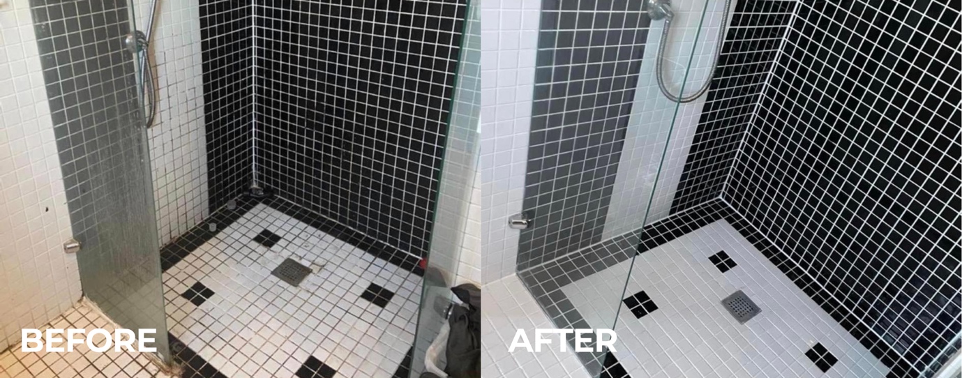 A bathroom with a shower and a shower

AI-generated content may be incorrect.