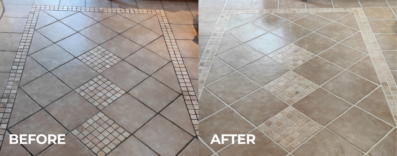 A before and after picture of a tile floor

AI-generated content may be incorrect.