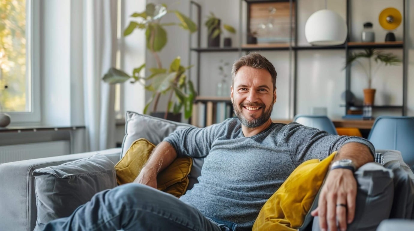 A person sitting on a couch