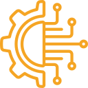 A yellow and black logo