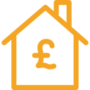 A yellow house with a pound sign